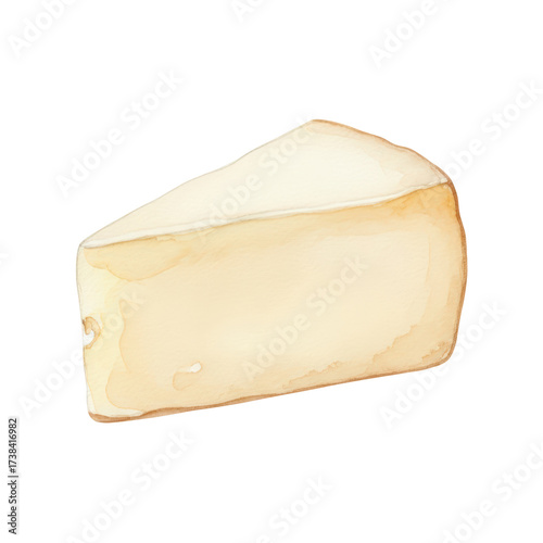 Watercolor Illustration of a Cheese Wedge