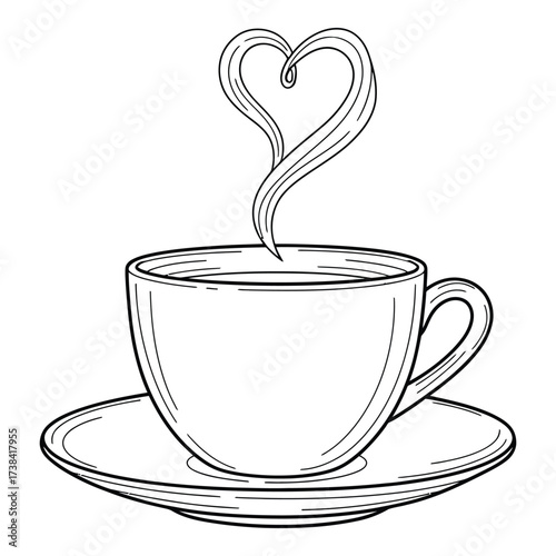 Vector art of cute heartshaped steam coffee cup illustration