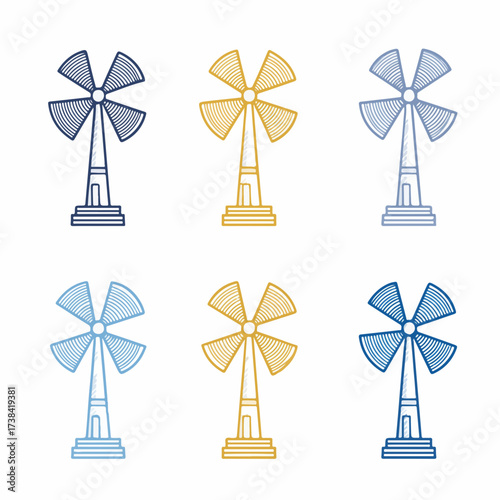 Sleek Outline Wind Icon Duo-Color Style