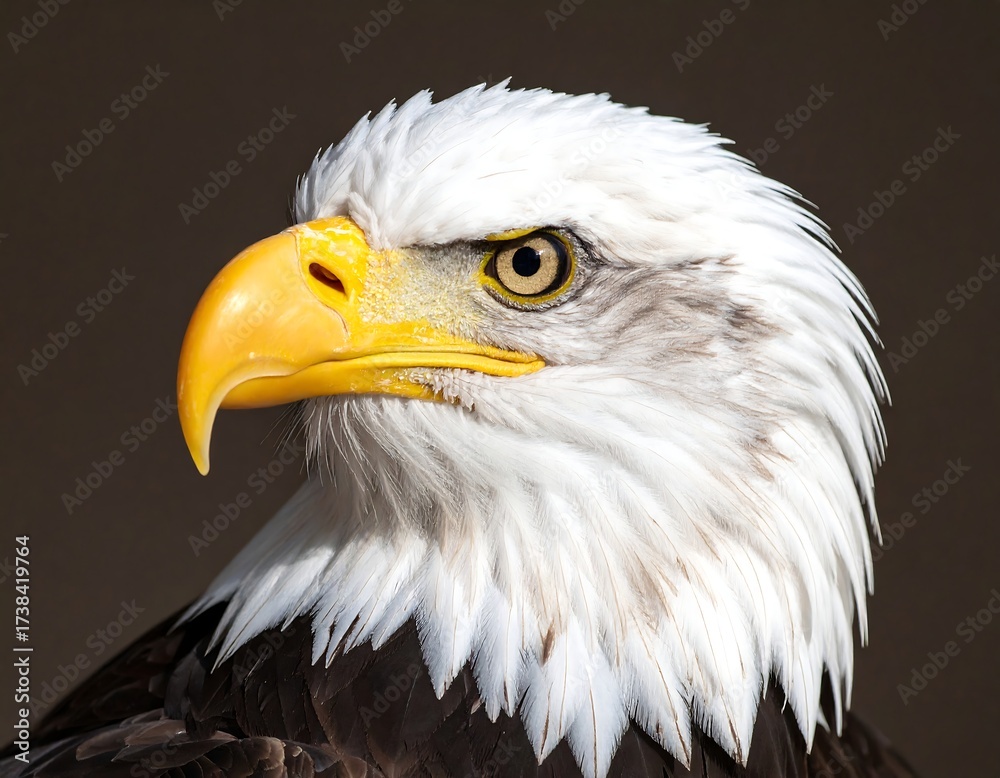 Obraz premium Close-up of a majestic bald eagle's head, profile view, sharp details