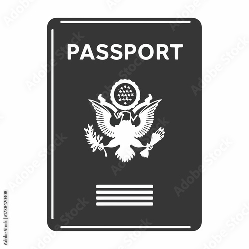 Minimalistic Passport Icon in High Contrast