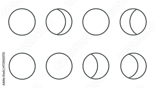 Monochrome gradient background with circular eclipse phases pattern