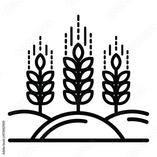 Vector art of three wheat stalks illustration