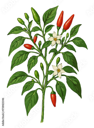 Capsicum frutescens illustration