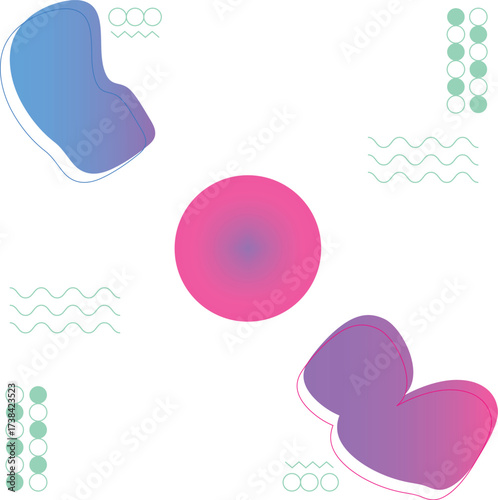 Abstract Gradient Shapes on White Background