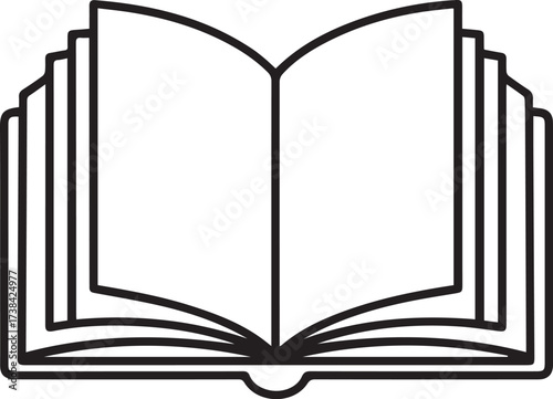 Open book representing knowledge, learning, and education with clean, modern lines, perfect for academic or informational concepts.