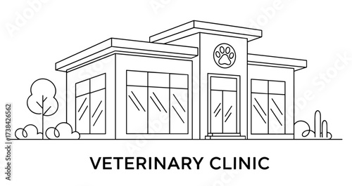 veterinary clinic line art black white