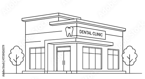 dental clinic building line art black white