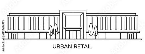 urban retail building line art black white