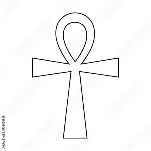 Ankh symbol line art black white