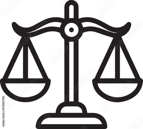 Simple line illustration of a balance scale representing justice and fairness
