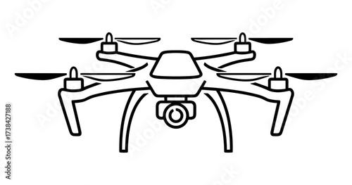 Drone line art in black and white
