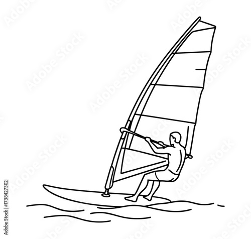 Windsurfer against white background