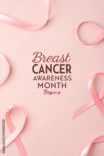 Wallpaper Mural Pink ribbons on pastel background for breast cancer awareness month campaign Torontodigital.ca