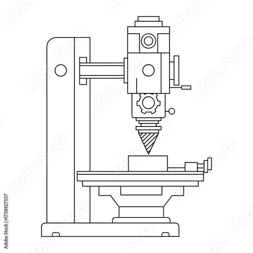 Milling machine line art in black and white