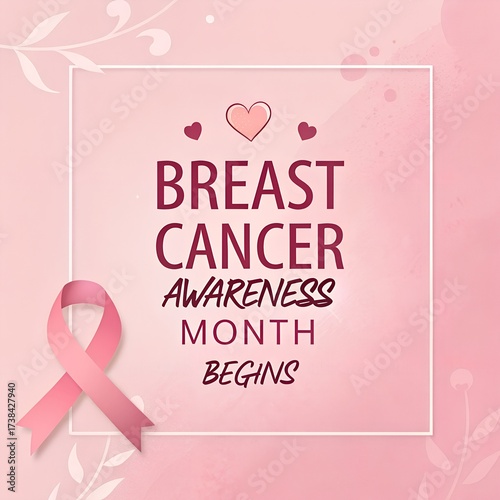Wallpaper Mural Breast cancer awareness month begins with pink ribbon on a pink background Torontodigital.ca
