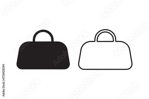 Vector handbag icon set, Solid and outline style