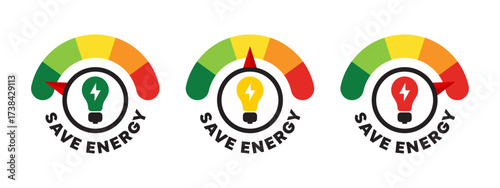 Energy Saving Indicator. Energy Efficiency Gauges