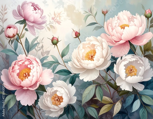 Pastel peonies in soft light