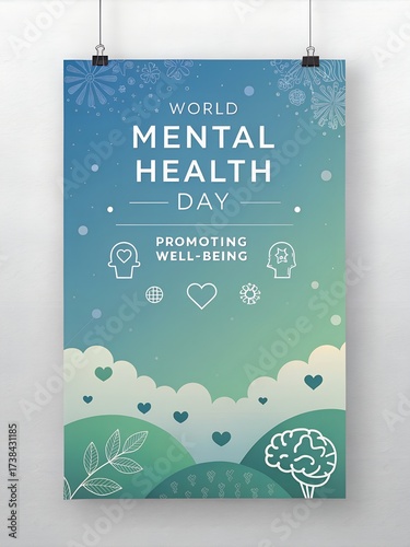 Wallpaper Mural World mental health day poster promoting well being with illustrated elements Torontodigital.ca