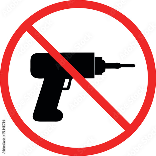 Forbidden sign with drill icon vector