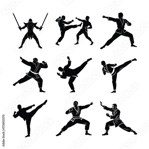 Karate Taekwondo Kung Fu Silhouette Design Pack