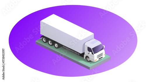 Isometric delivery truck vector illustration for logistics transportation and distribution services