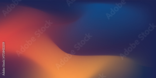 Abstract Sea background. Deep Blue, orange and red color vector banner. Pastel gradient pattern. Blurred light fuzz colorful gradient background