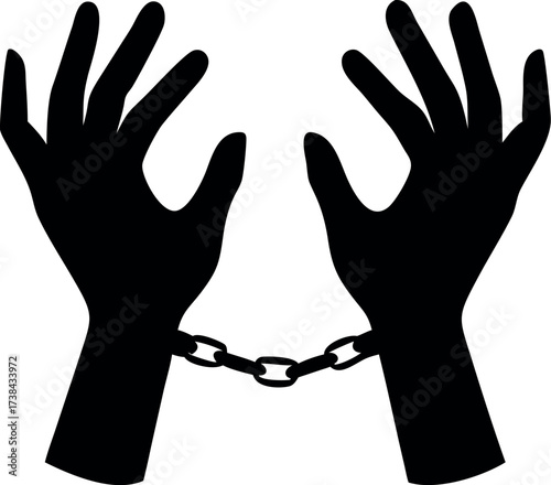 silhouette of hands in handcuffs vector art