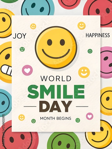 Wallpaper Mural Celebrating world smile day with colorful smiley faces and cheerful messages Torontodigital.ca
