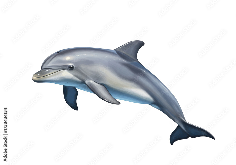 Fototapeta premium Isolated playful bottle nose dolphin illustration is a beautiful marine mammal image