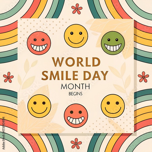 Wallpaper Mural Celebrating world smile day month with colorful retro design and happy faces Torontodigital.ca