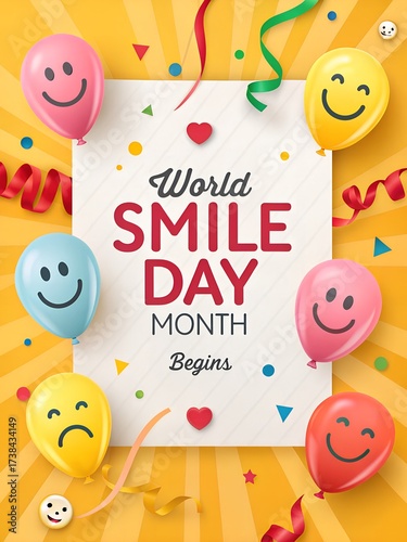Wallpaper Mural Cheerful world smile day month celebration with colorful balloons and confetti art Torontodigital.ca
