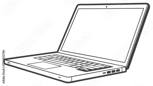 Laptop computer vector graphic for free download, digital device illustration, notebook pc outline drawing