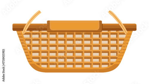 Downloadable vector graphic of a woven picnic basket with handles for summer outdoor adventures