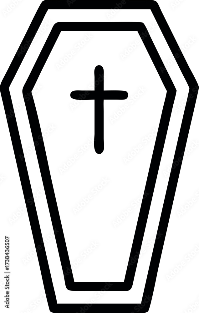 Obraz premium Coffin icon in outline style vector