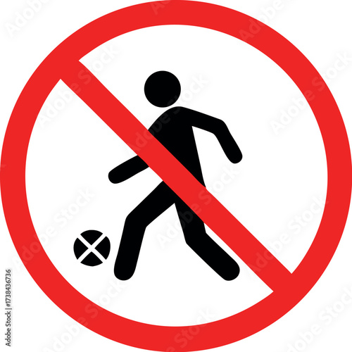 No football sign. Forbidden signs and symbols vector