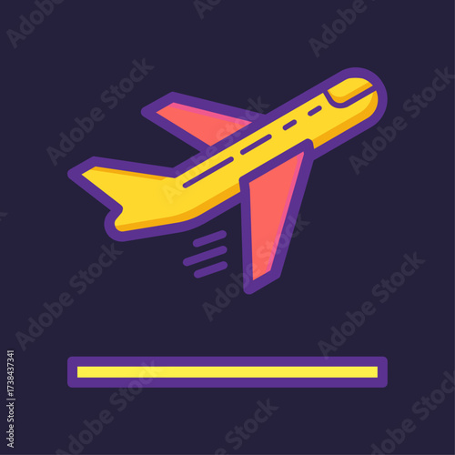 Yellow Airplane Taking Off – Aviation Travel Vector Illustration