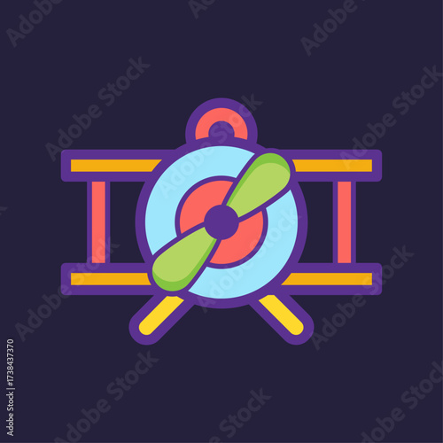 Vintage Airplane with Propeller – Retro Aviation Vector Icon
