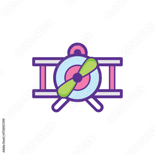 Minimal Vintage Biplane – Flat Vector Airplane Illustration