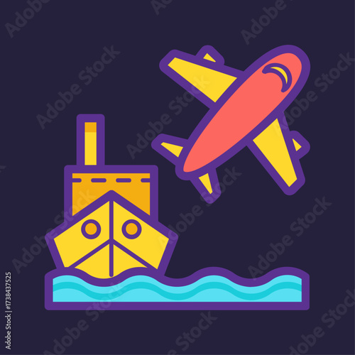 Airplane and Cargo Ship Vector – Global Transport & Logistics Illustration