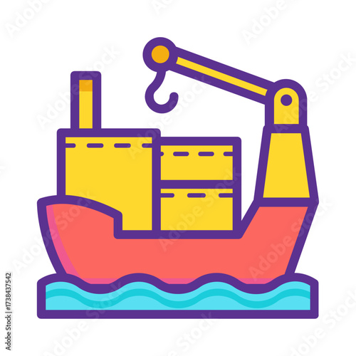 Cargo Ship with Crane – Maritime Logistics Vector Illustration
