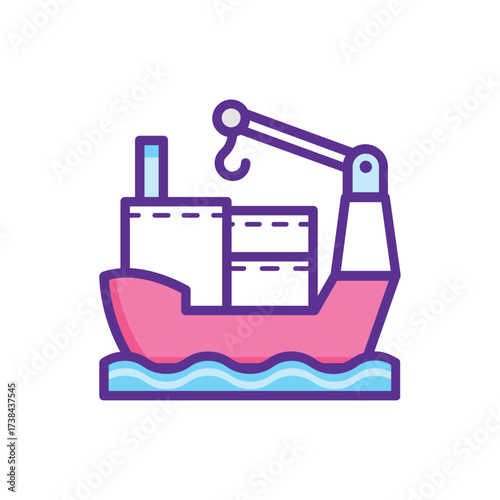 Cargo Ship with Crane – Shipping and Logistics Vector