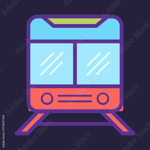 Modern Train Front View – Railway Transport Vector Illustration