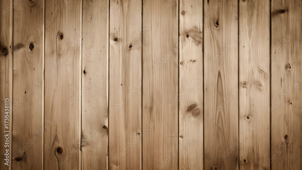 Fototapeta premium Rustic Light Brown Wood Planks Background Texture with Natural Grain and Knots. Vintage Hardwood Surface for Design and Decor Projects.