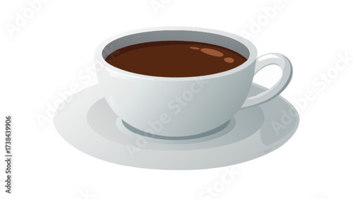 Coffee cup vector art illustration of hot coffee drink in white cup on saucer for cafe design use