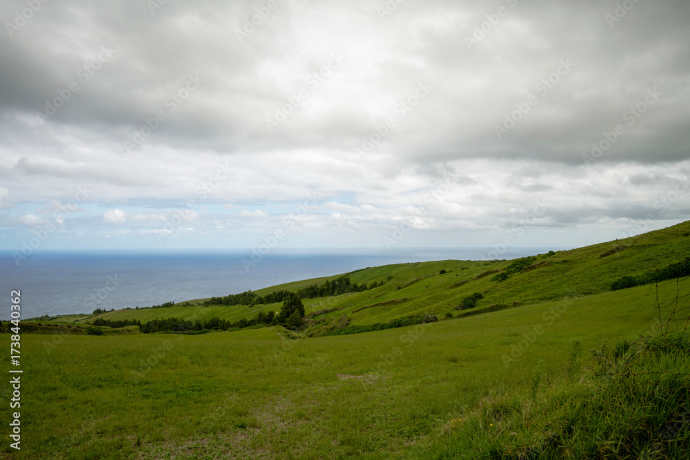 Fototapeta premium Landscape on the Atlantic Ocean on the island of Sao Miguel in the Azores, Portugal 