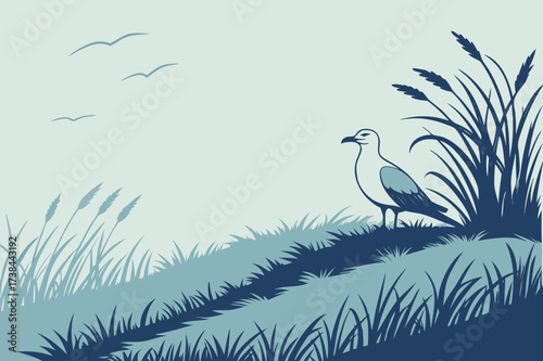 Flying Eagle/Raptor with Spread Wings Vector - Monochrome Wildlife Graphic