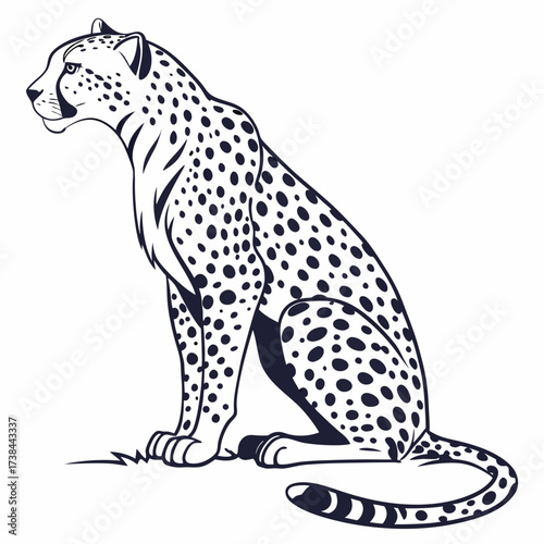 Jaguar Image vector. Spotted Jaguar Sitting Vector Image on white background.
