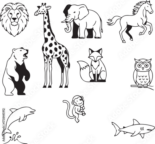 Canvas Print wild animals set